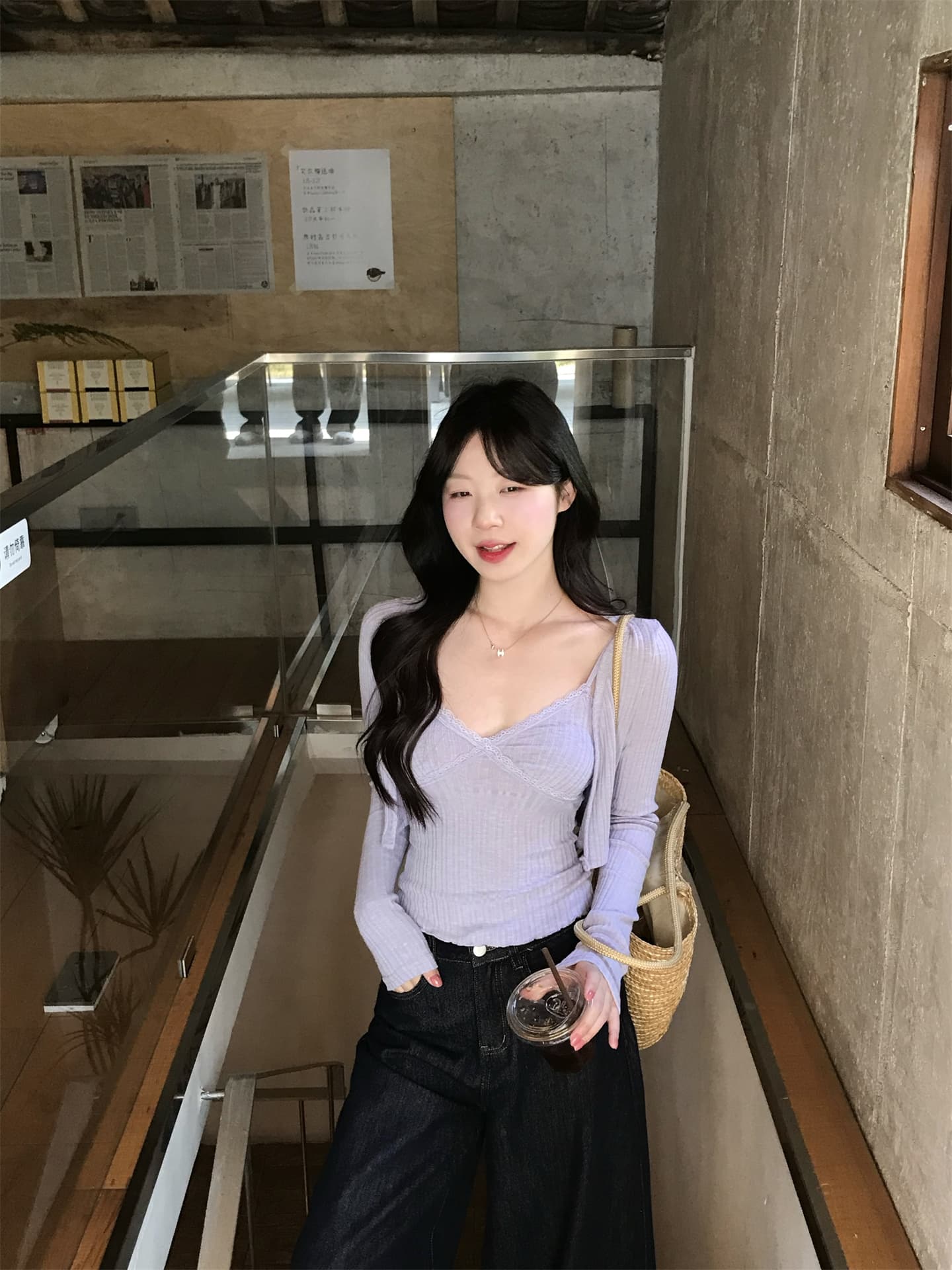 실사 정가 순수한 욕망 핫걸 디자인 센스 스택 착용 긴팔 오픈 가디건 인사이드 가져 가라. 캐미솔 투피스 슈트 상세 이미지 6