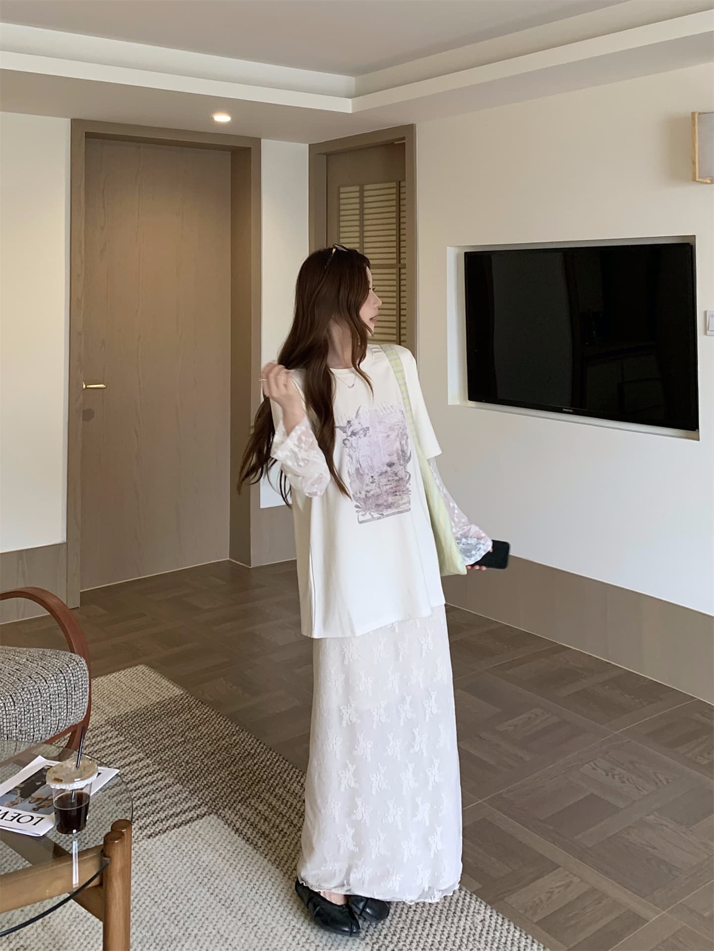 실사 정가 달콤한 차가운 레트로 페이크 레이어드 레이스 조각 디자인 센스 맨위 레이스 한 마디 반신 치마 세트 상세 이미지 5
