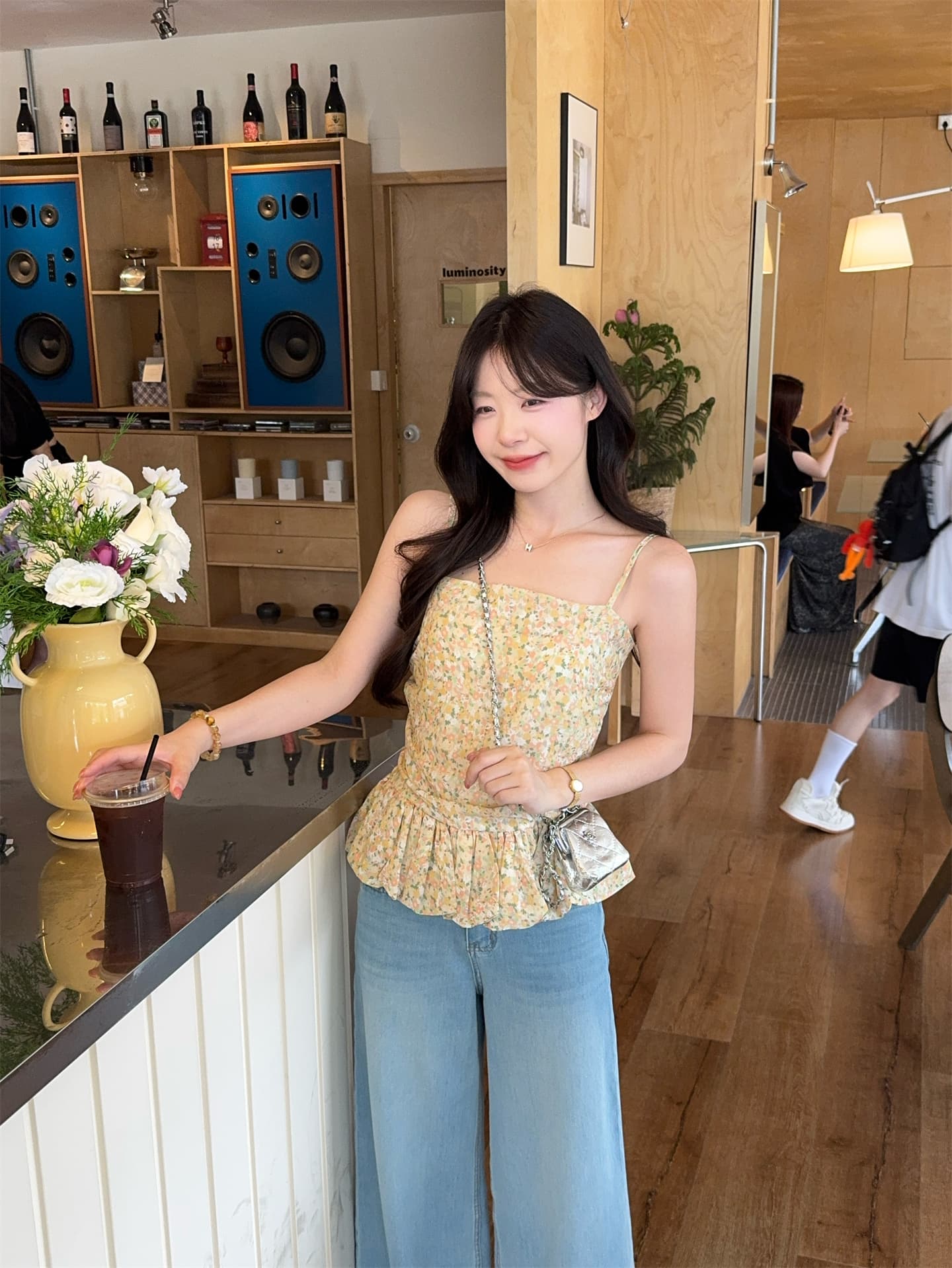 실사 정가 달콤함 작은 꽃무늬 슬립 꽃밭 조끼 상세 이미지 6