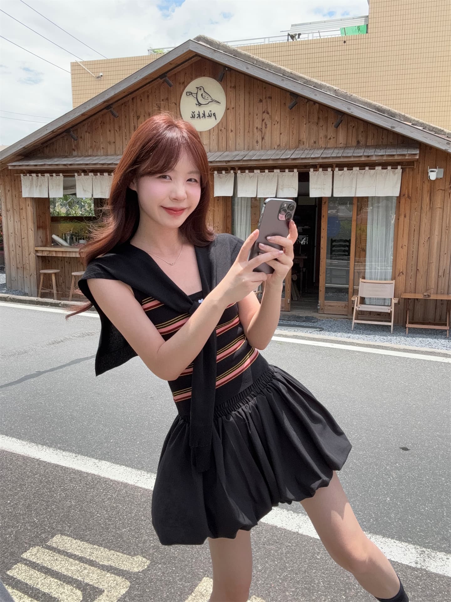 실사 정가 달콤함 스트라이프 자수 하트 조끼 한 마디 꽃밭 바지 투피스 슈트 이미지 3