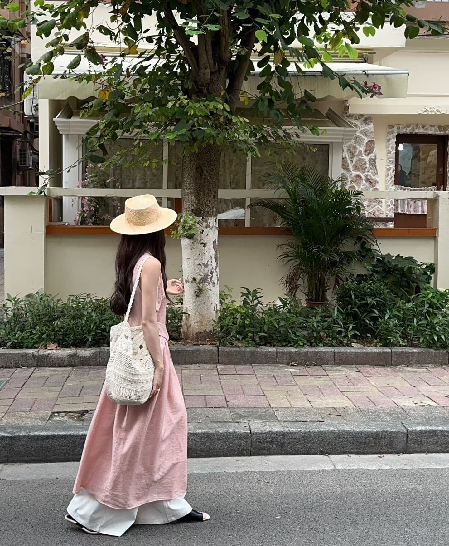 실사 정가 품격 부드러운 바람 달콤함 디자인 센스 측면 허리 레이스업 민소매 라운드 넥 조끼 원피스 이미지 2