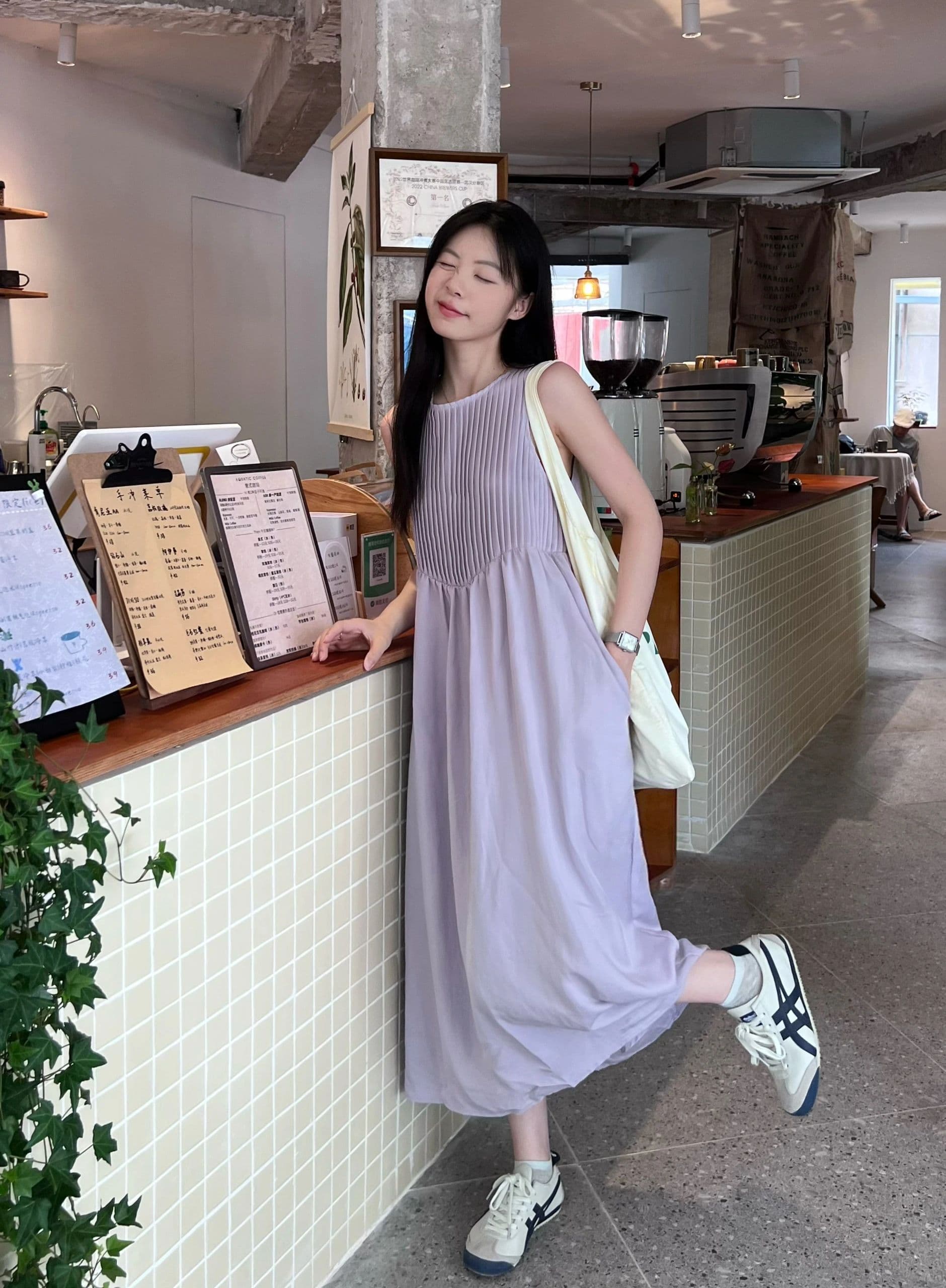 실사 정가 달콤함 디자인 센스 주름 민소매 조끼 원피스