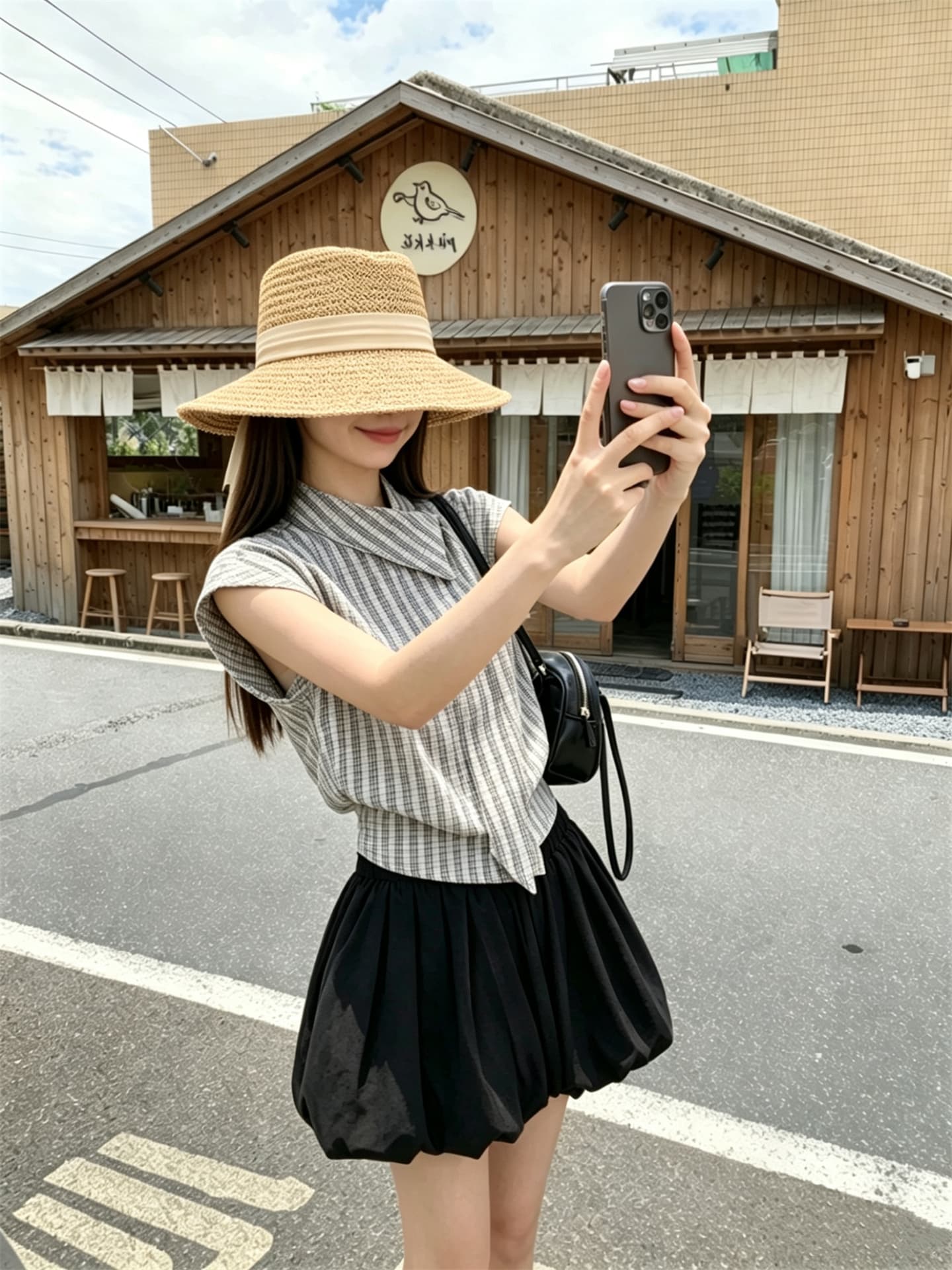 실사 정가 달콤함 Feifei 소매 디자인 센스 불규칙 스트라이프 셔츠 허리밴드 꽃잎 반바지 이미지 3