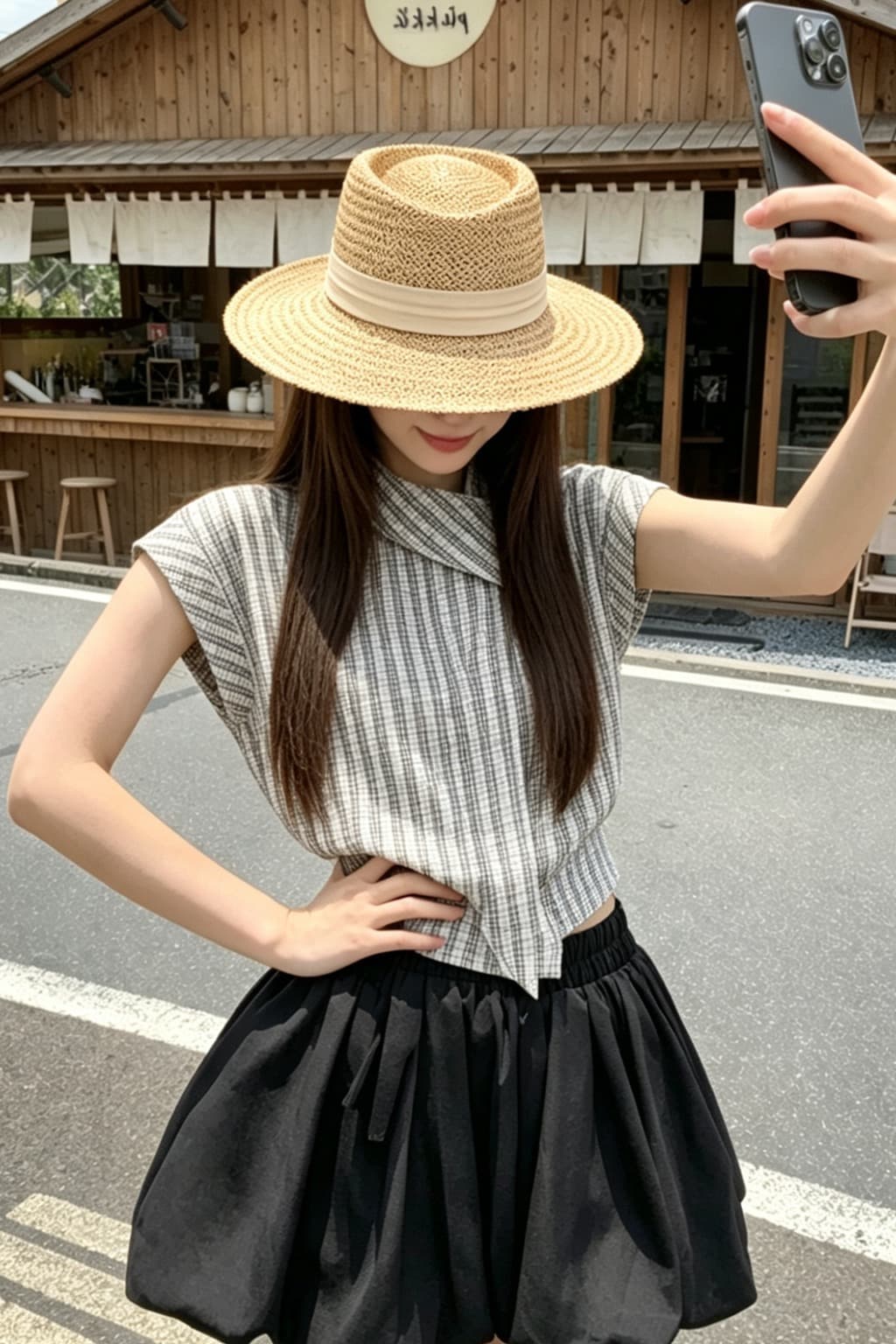실사 정가 달콤함 Feifei 소매 디자인 센스 불규칙 스트라이프 셔츠 허리밴드 꽃잎 반바지 이미지 5