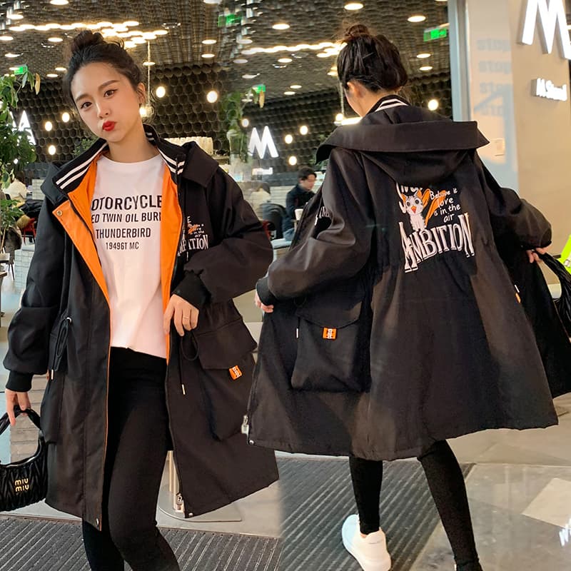 실사 비료 추가 XL 새로운 재킷 재킷 중간 길이 루즈핏 패션 프린트 지방 mm 슬림해 보이는 재킷 맨위 이미지 3