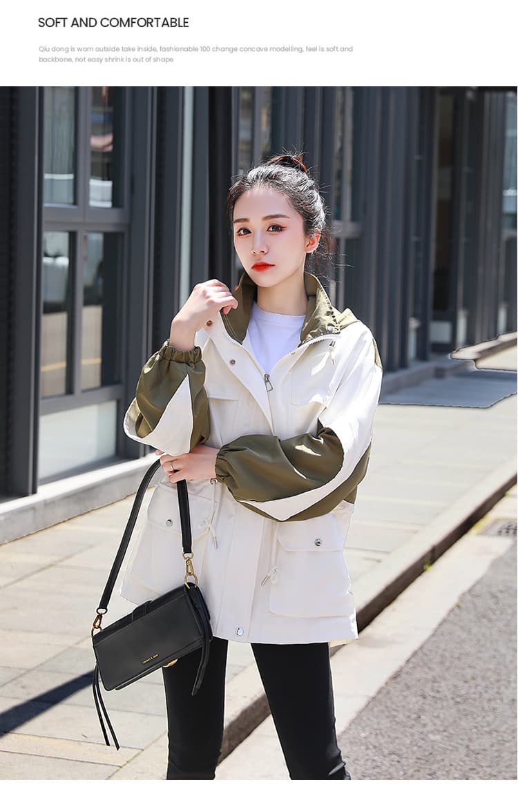 실사 봄 가을 빅 사이즈 패션 패치워크 색상 재킷 재킷 통통한 여동생 루즈핏 표지 배 슬림해 보이는 편안함 맨위 재킷 상세 이미지 19