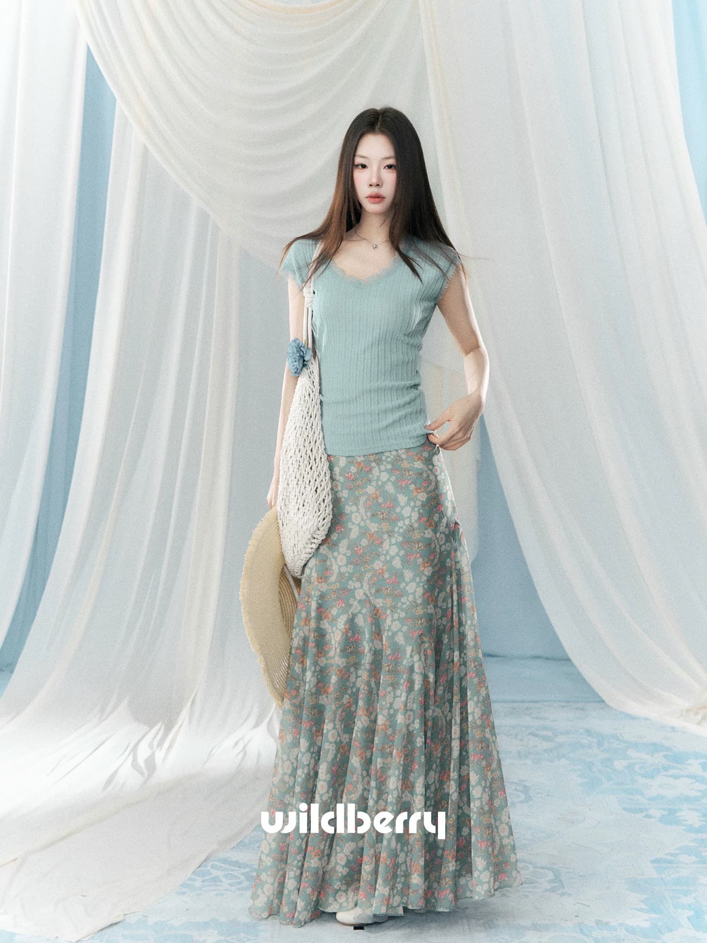 세 표준 완료 한 마디 꽃무늬 반신 스커트 여성 여름 새로운 그레이트 봐라. 프랑스식 레트로 하이웨이스트 롱 스커트 상세 이미지 3
