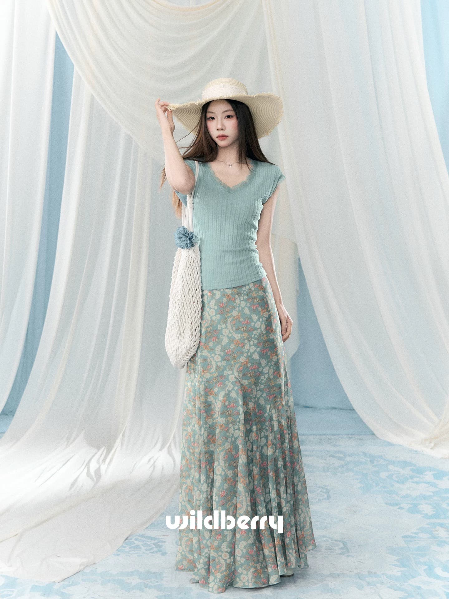 세 표준 완료 한 마디 꽃무늬 반신 스커트 여성 여름 새로운 그레이트 봐라. 프랑스식 레트로 하이웨이스트 롱 스커트 상세 이미지 5
