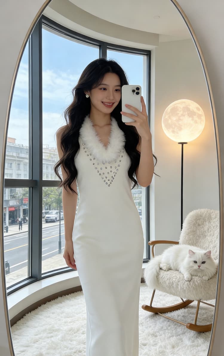 어제 낭만주의 프랑스식 순수한 욕망 다이아몬드 세팅 모피 칼라 캐미솔 봄 가을 인사이드 가져 가라. 몸매 가꾸기 슬림해 보이는 타이트 스커트 점프 슈트 상세 이미지 2