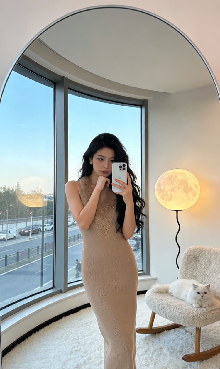 어제 낭만주의 프랑스식 순수한 욕망 다이아몬드 세팅 모피 칼라 캐미솔 봄 가을 인사이드 가져 가라. 몸매 가꾸기 슬림해 보이는 타이트 스커트 점프 슈트 상세 이미지 15