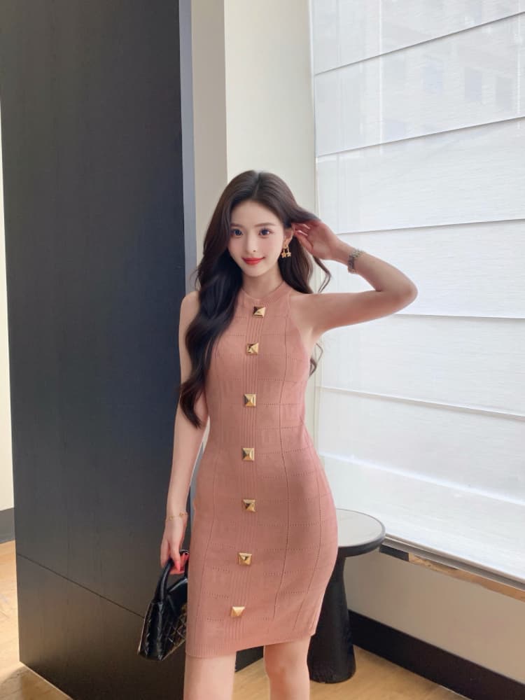 실사 섹시함 행침 목 드레스 디자인 무거운 작업 타이트 스커트 프랑스식 명문 여성 작은 샤넬 스타일 니트 미니 스커트 여름 상세 이미지 15