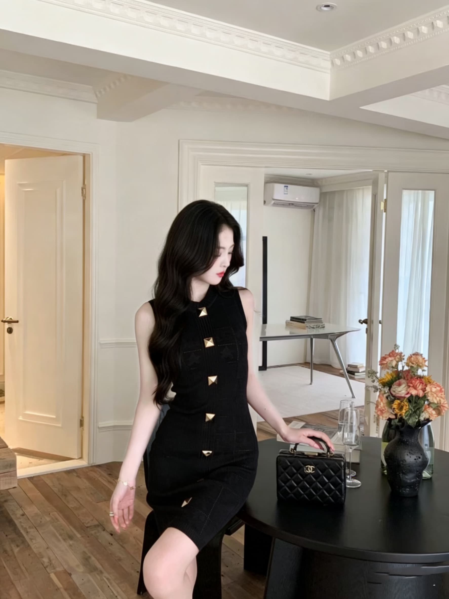 실사 섹시함 행침 목 드레스 디자인 무거운 작업 타이트 스커트 프랑스식 명문 여성 작은 샤넬 스타일 니트 미니 스커트 여름 상세 이미지 20