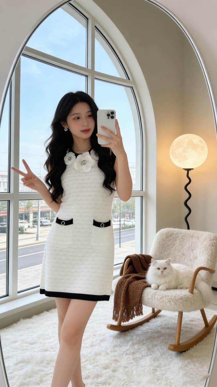 자이언트 잘 생긴 작은 샤넬 스타일 니트 여성 드레스 2025 여름 고급 센스 몸매 가꾸기 품격 조끼 스커트 민소매 치마 상세 이미지 10