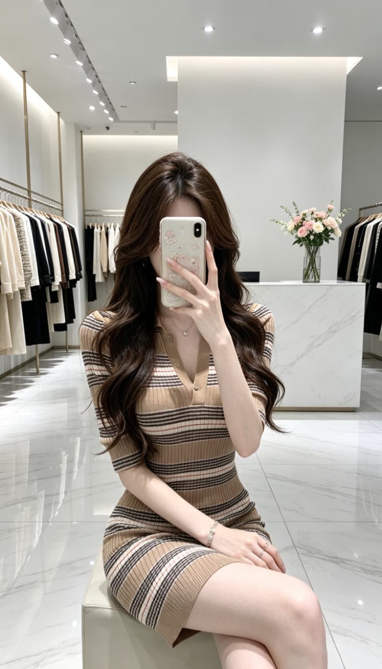 디자인 센스 POLO 칼라 스트라이프 품격 반팔 품격 2026 년 여름 cos 루즈핏 니트 스웨터 여성 드레스 상세 이미지 2