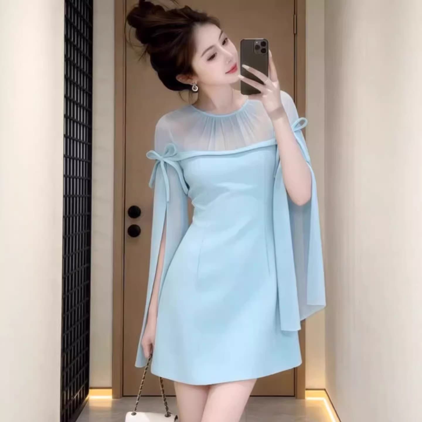 프랑스식 빛 럭셔리 품격 망사 패치워크 여성 드레스 2026 봄 새로운 명문 여성 우아함 허리 수축 예복 치마 이미지 5