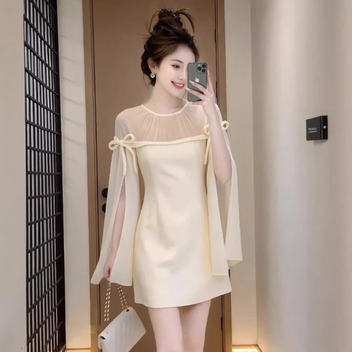 프랑스식 빛 럭셔리 품격 망사 패치워크 여성 드레스 2026 봄 새로운 명문 여성 우아함 허리 수축 예복 치마 상세 이미지 14