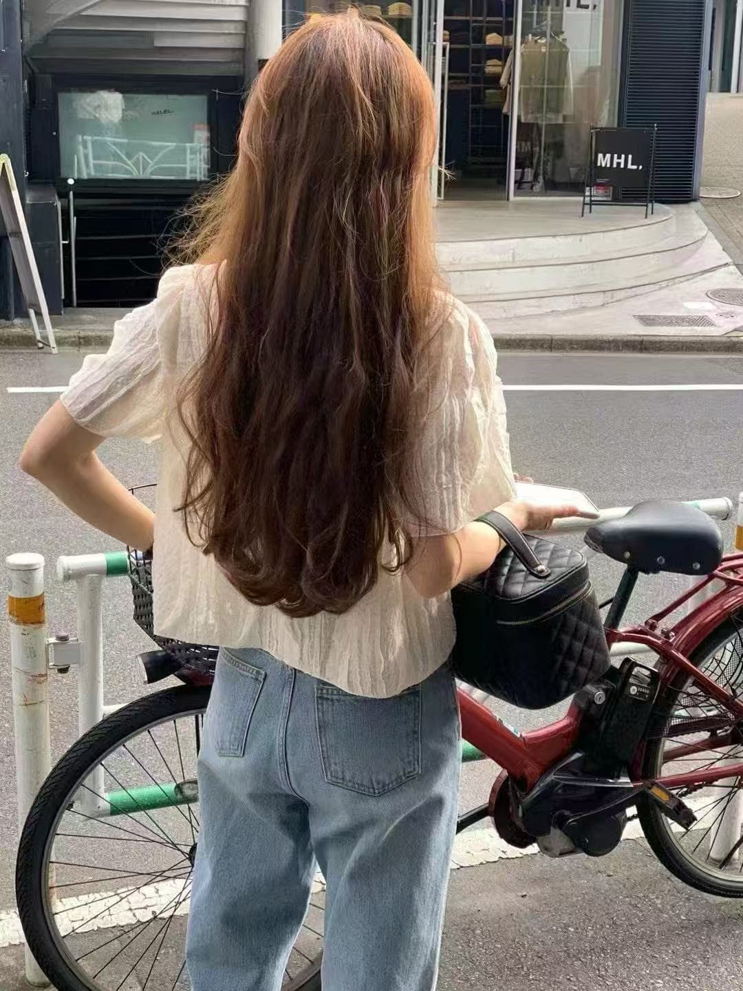 달콤한 스타일 프릴 라운드 넥 반팔 쉬폰 블라우스 셔츠 한국 스타일 chic 작은 대중 디자인 센스 빛 요리 한 패션 상세 이미지 6