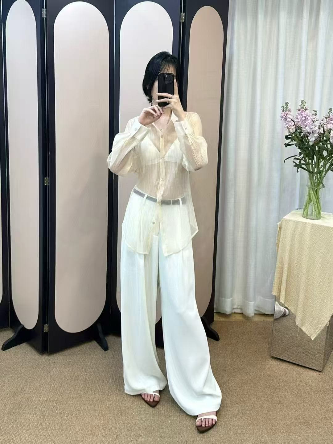 섹시함 바람 시스루 긴팔 여성 셔츠 한국 스타일 chic 상세 이미지 10