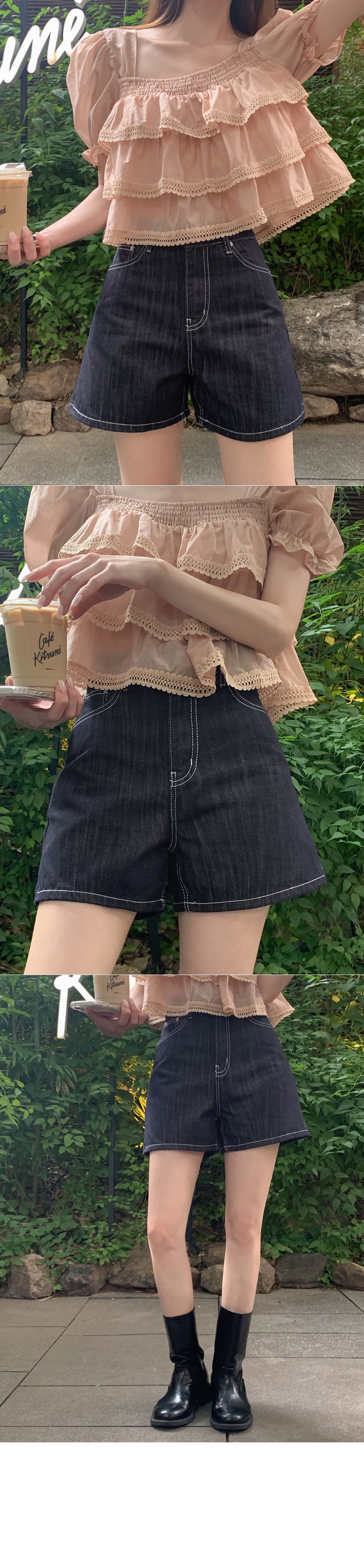 무거운 작업 달콤함 레이스 레이스 반팔 쉬폰 블라우스 한국 스타일 chic 빛 요리 한 패션 작은 대중 디자인 센스 소녀 상세 이미지 25