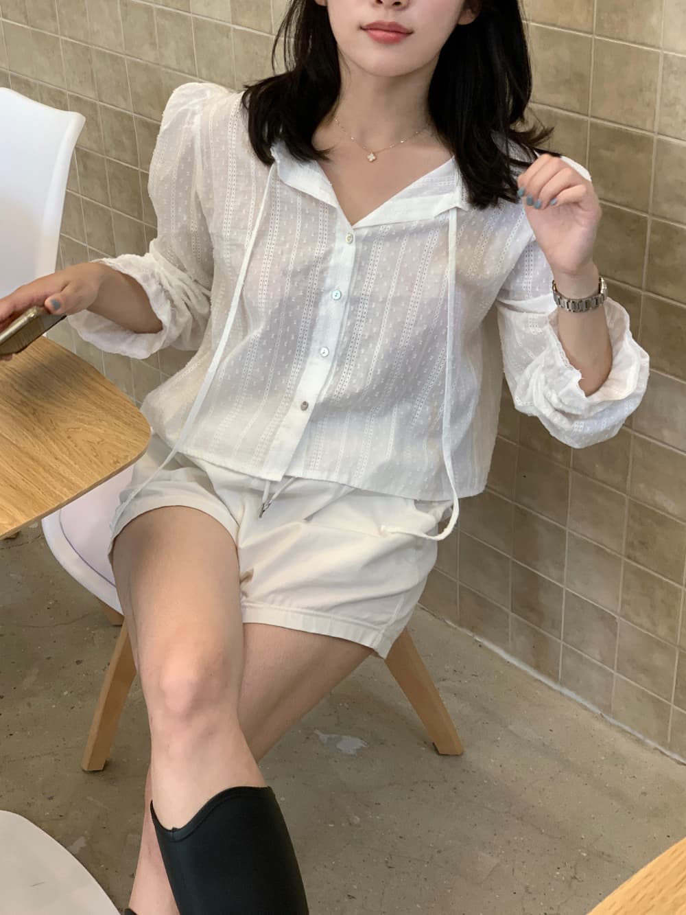 무거운 작업 자수 레이스 레이스 여성 셔츠 달콤함 나팔 소매 셔츠 한국 chic 폭발 디자인 센스 맨위 상세 이미지 16