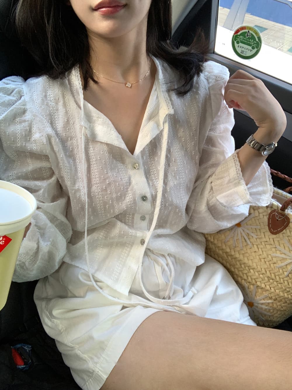 무거운 작업 자수 레이스 레이스 여성 셔츠 달콤함 나팔 소매 셔츠 한국 chic 폭발 디자인 센스 맨위 상세 이미지 25