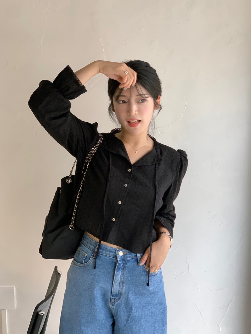 무거운 작업 자수 레이스 레이스 여성 셔츠 달콤함 나팔 소매 셔츠 한국 chic 폭발 디자인 센스 맨위 상세 이미지 39
