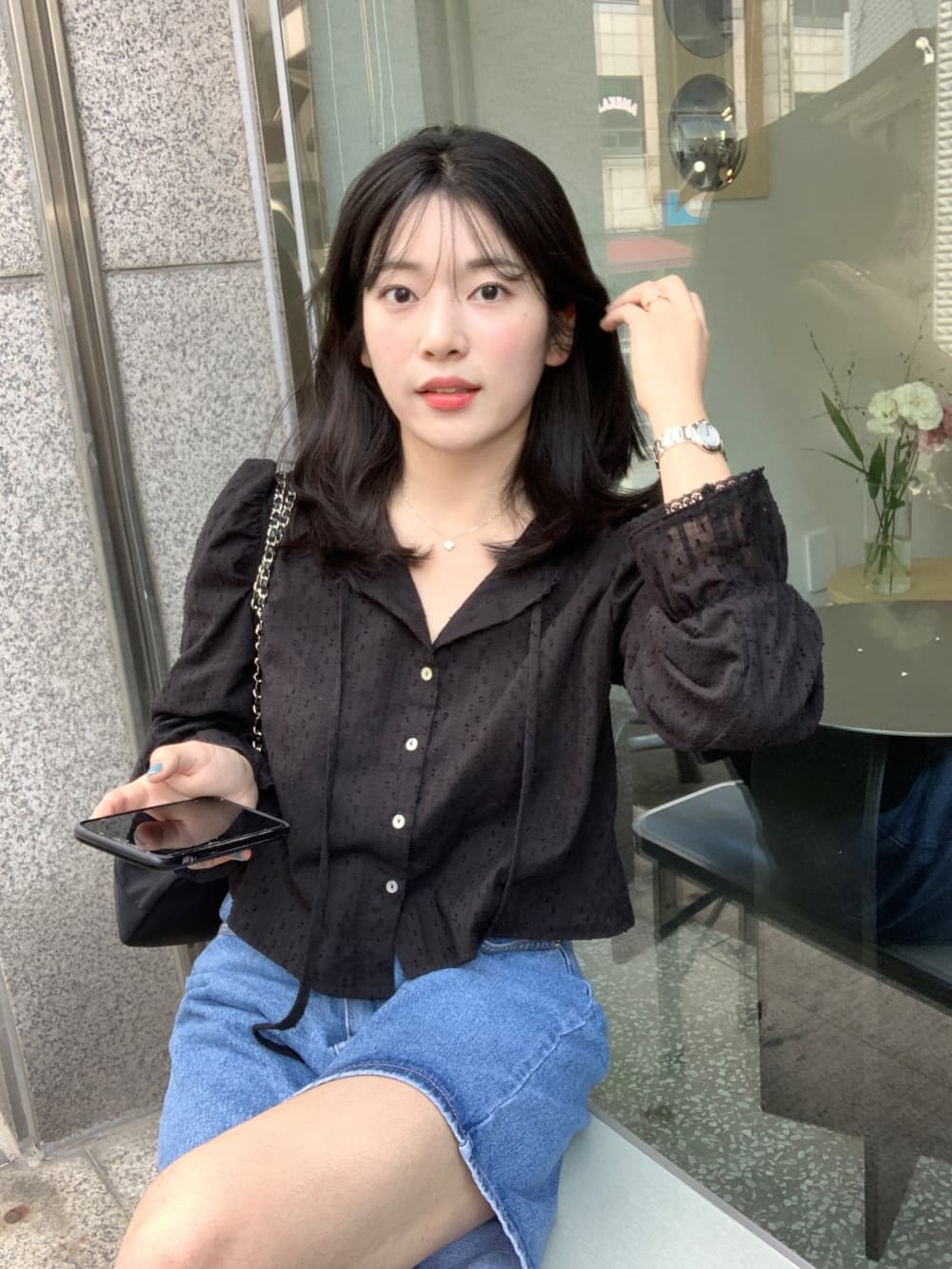 무거운 작업 자수 레이스 레이스 여성 셔츠 달콤함 나팔 소매 셔츠 한국 chic 폭발 디자인 센스 맨위 상세 이미지 56