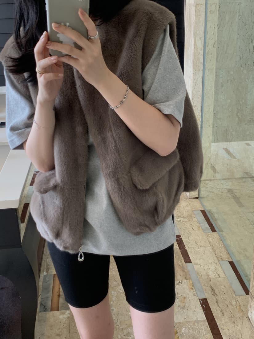 수달 털 베스트 환경 보호 모피 조끼 모피 재킷 한국 chic 빅 사이즈 여성 의류 캐주얼 루즈핏 느긋한 이미지 3