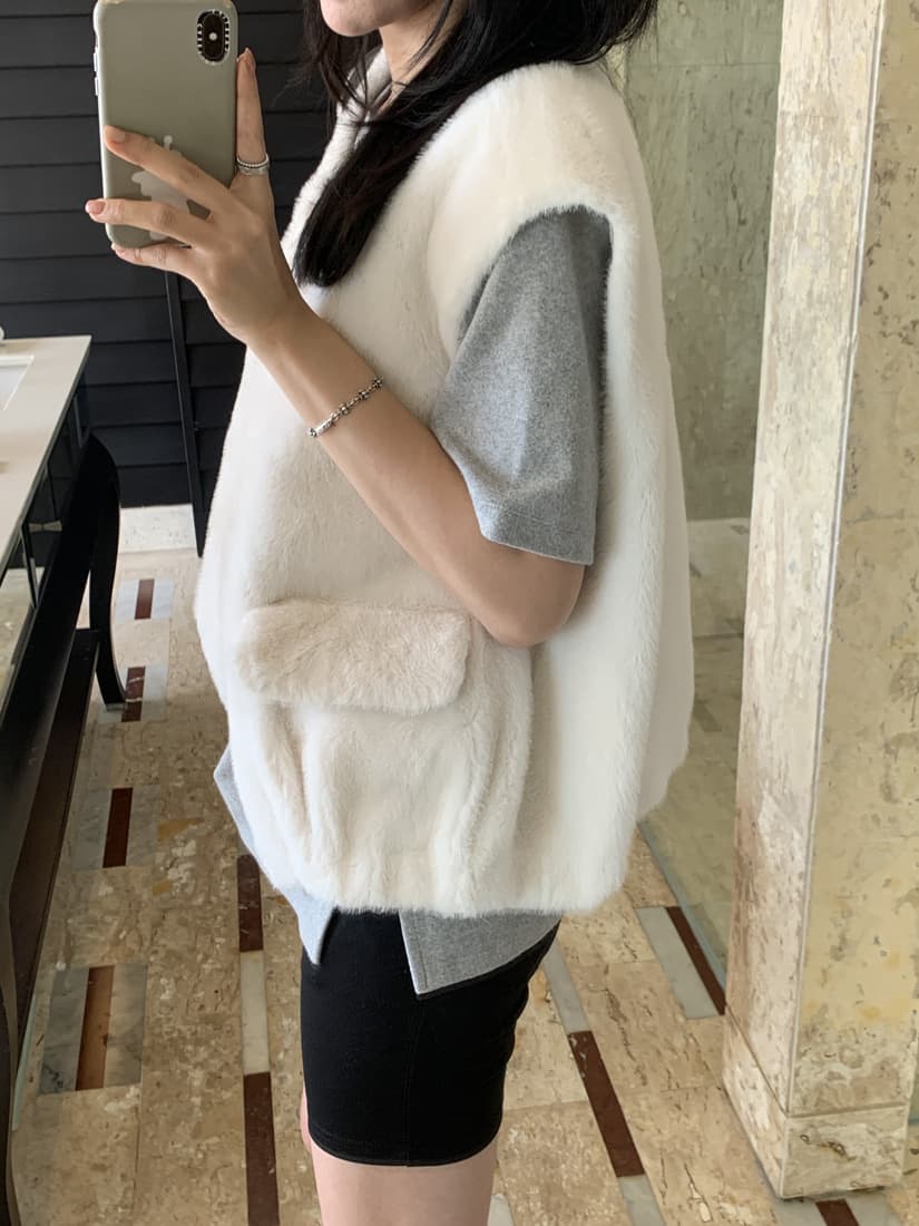 수달 털 베스트 환경 보호 모피 조끼 모피 재킷 한국 chic 빅 사이즈 여성 의류 캐주얼 루즈핏 느긋한 상세 이미지 12