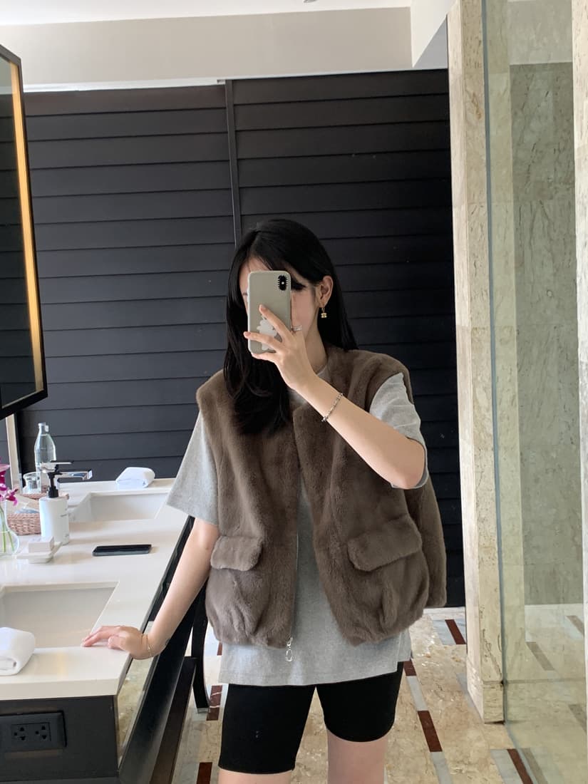 수달 털 베스트 환경 보호 모피 조끼 모피 재킷 한국 chic 빅 사이즈 여성 의류 캐주얼 루즈핏 느긋한 상세 이미지 21