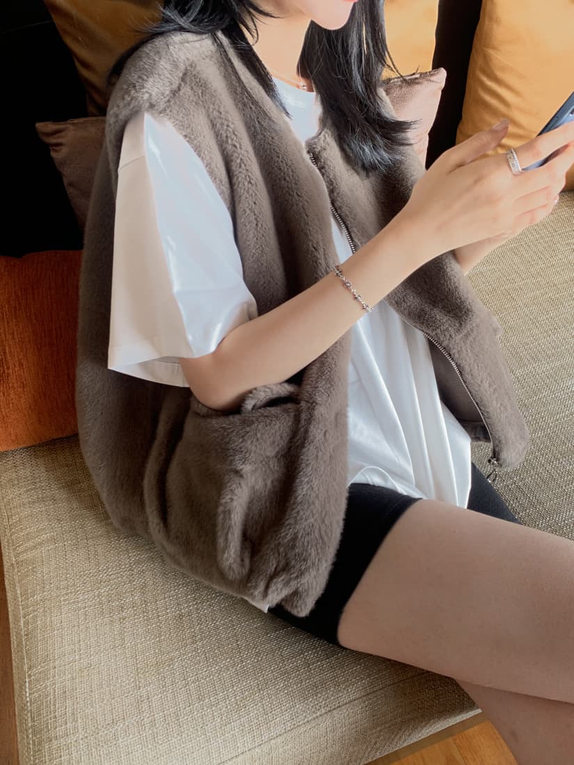 수달 털 베스트 환경 보호 모피 조끼 모피 재킷 한국 chic 빅 사이즈 여성 의류 캐주얼 루즈핏 느긋한 상세 이미지 45