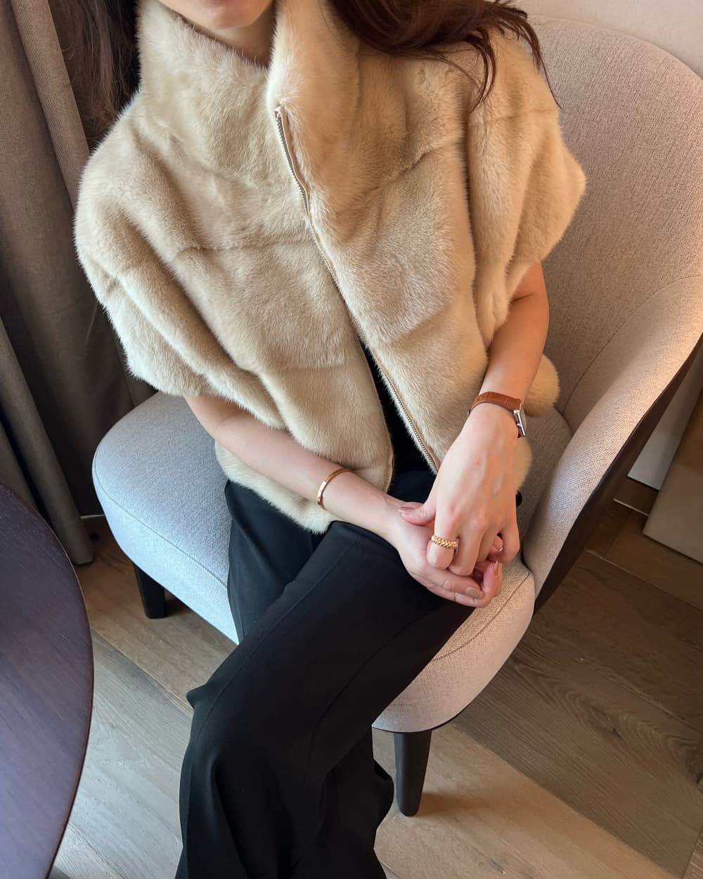 환경 보호 모피 모피 베스트 우아함 조끼 재킷 한국 동대문 chic 루즈핏 빅 사이즈 대외 무역 여성 상세 이미지 4