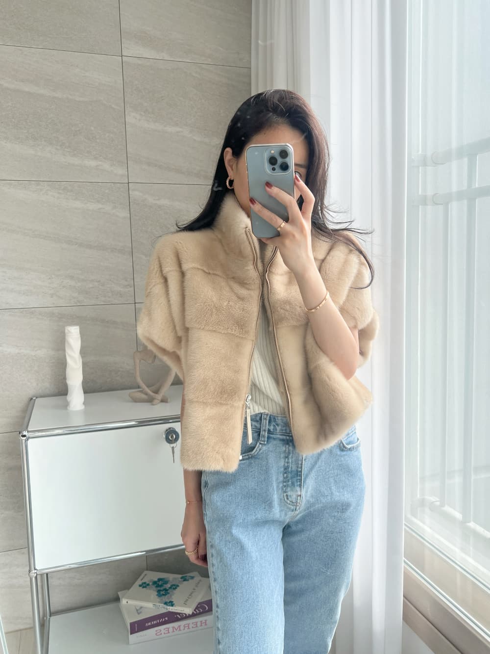 환경 보호 모피 모피 베스트 우아함 조끼 재킷 한국 동대문 chic 루즈핏 빅 사이즈 대외 무역 여성 상세 이미지 18