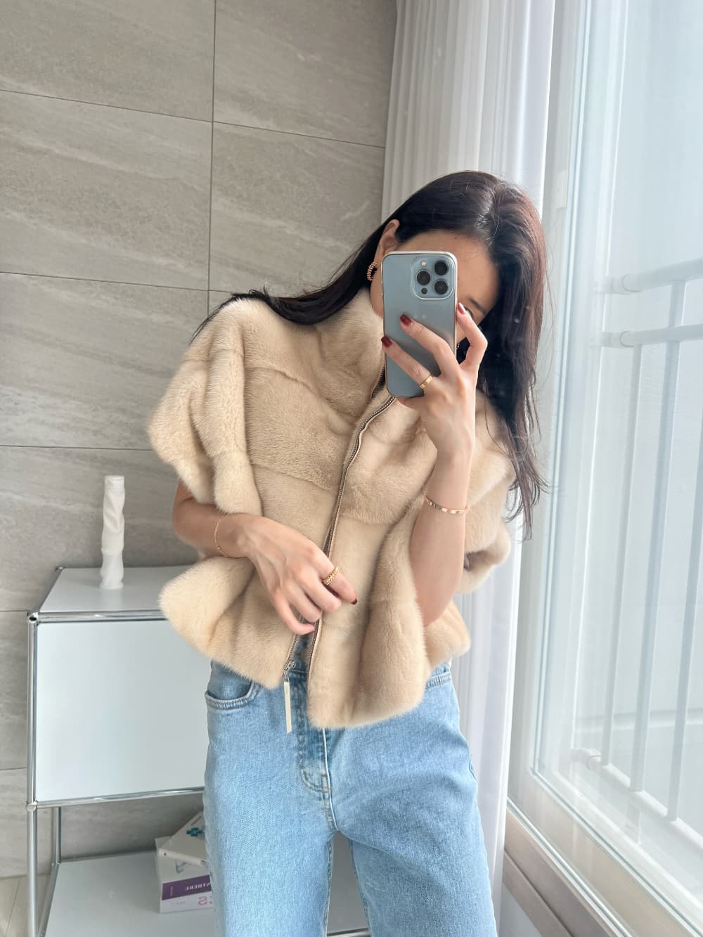 환경 보호 모피 모피 베스트 우아함 조끼 재킷 한국 동대문 chic 루즈핏 빅 사이즈 대외 무역 여성 상세 이미지 19