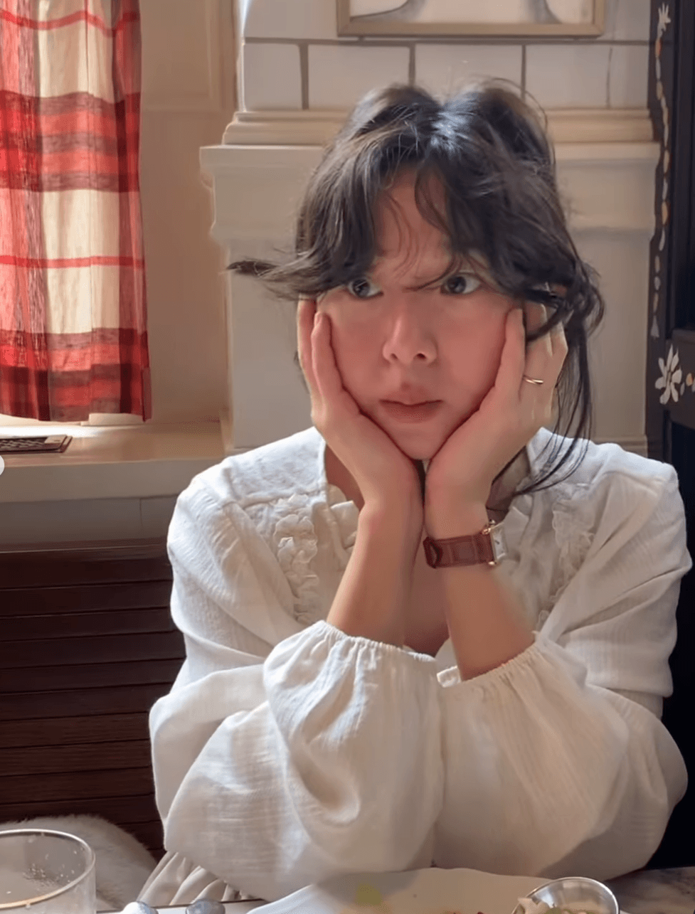 아름다운 자수 레이스 레이스 순면 긴팔 셔츠 이미지 4