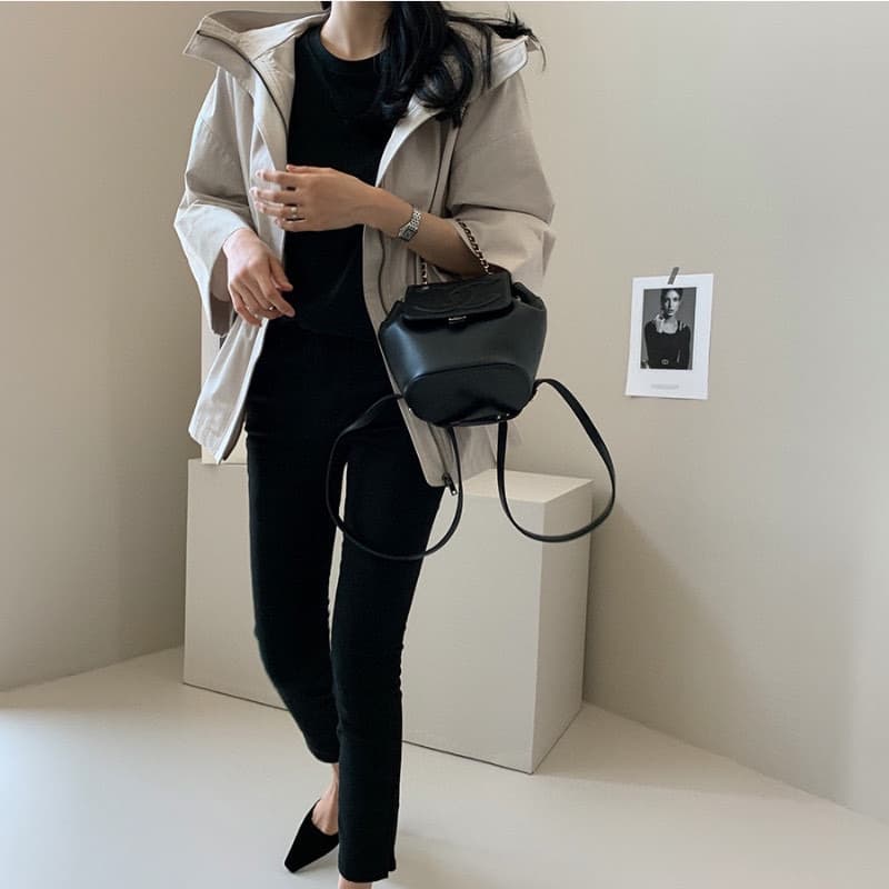 캐주얼 바람 후드 자켓 짧은 외투 단색 바람막이 여성 빛 요리 한 패션 한국 chic 상세 이미지 28
