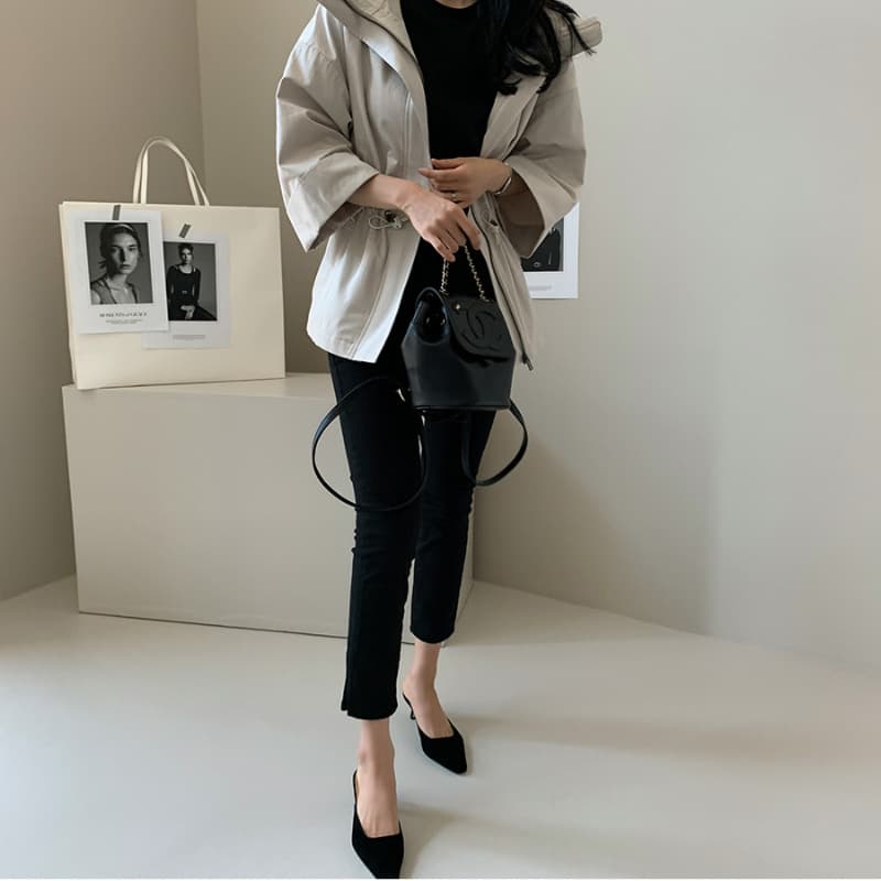 캐주얼 바람 후드 자켓 짧은 외투 단색 바람막이 여성 빛 요리 한 패션 한국 chic 상세 이미지 34