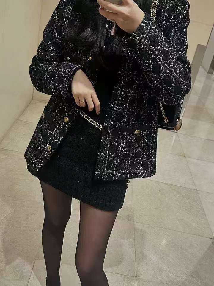 작은 샤넬 스타일 트위드 정장 짧은 여성 코트 봄 가을 빛 럭셔리 패션 인터넷 유명인 명문 여성 숙녀 한국 chic 상세 이미지 4