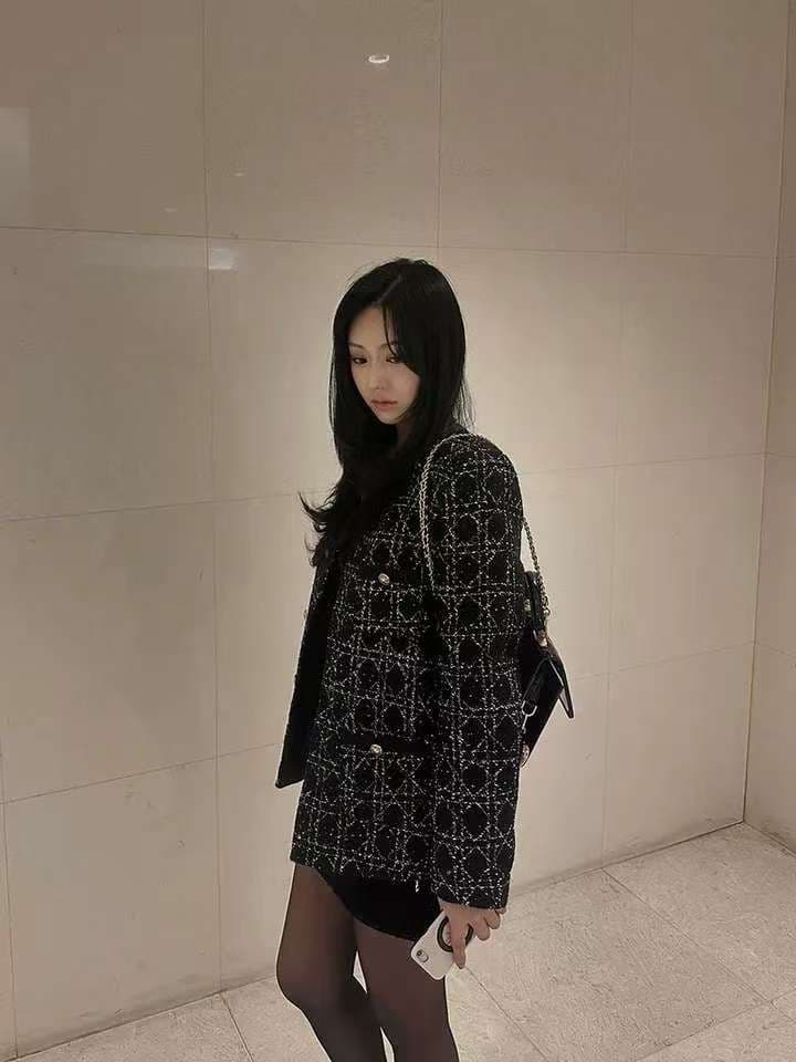 작은 샤넬 스타일 트위드 정장 짧은 여성 코트 봄 가을 빛 럭셔리 패션 인터넷 유명인 명문 여성 숙녀 한국 chic 상세 이미지 14