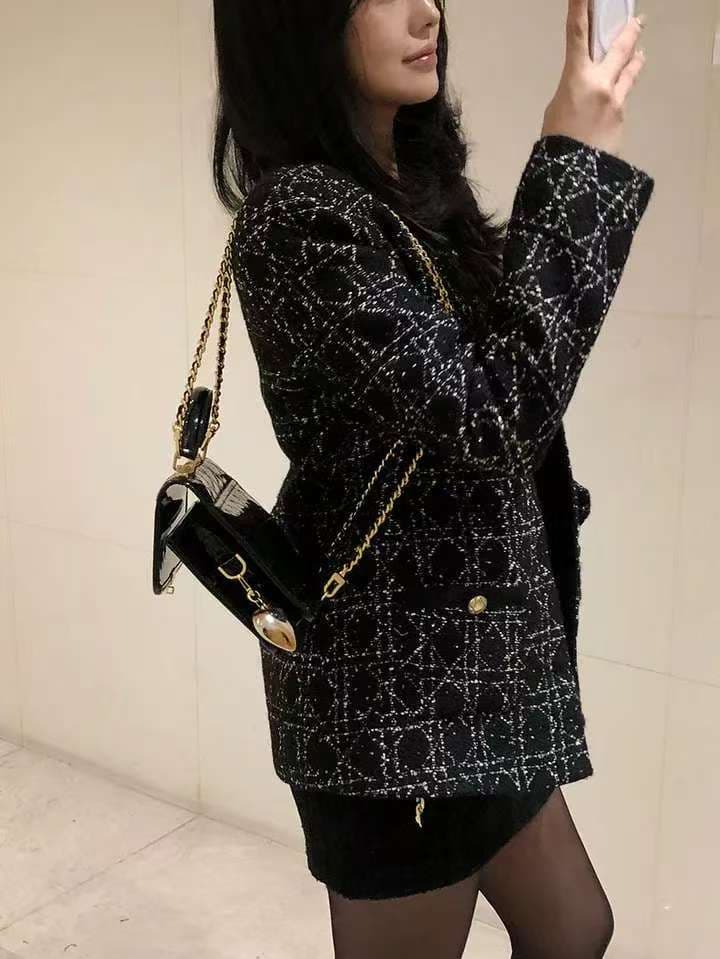 작은 샤넬 스타일 트위드 정장 짧은 여성 코트 봄 가을 빛 럭셔리 패션 인터넷 유명인 명문 여성 숙녀 한국 chic 상세 이미지 24