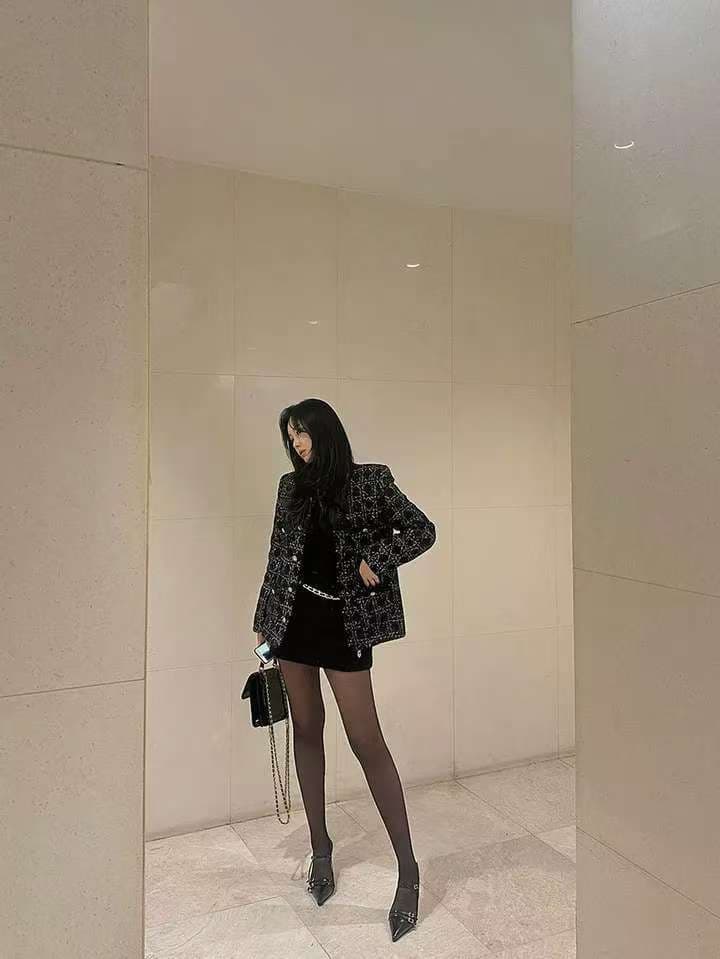 작은 샤넬 스타일 트위드 정장 짧은 여성 코트 봄 가을 빛 럭셔리 패션 인터넷 유명인 명문 여성 숙녀 한국 chic 상세 이미지 27