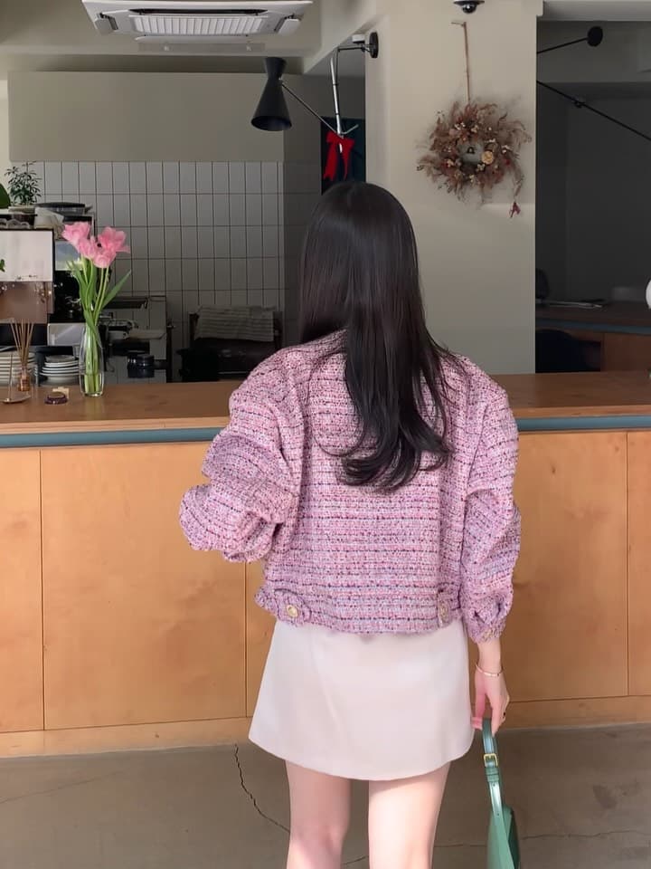 트위드 작은 샤넬 스타일 재킷 짧은 외투 상세 이미지 9