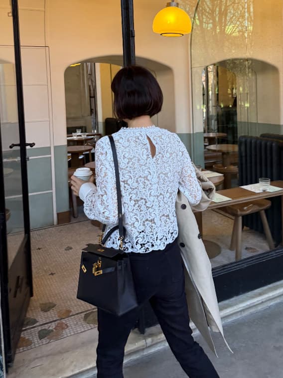 무거운 작업 품격 레이스 셔츠 긴팔 셔츠 한국 스타일 chic 빛 럭셔리 고급 센스 패션 대외 무역 여성 이미지 3