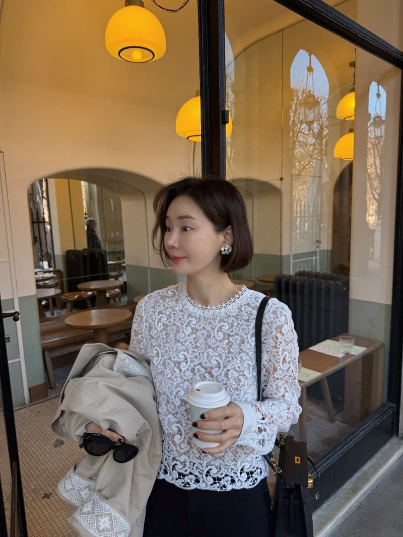 무거운 작업 품격 레이스 셔츠 긴팔 셔츠 한국 스타일 chic 빛 럭셔리 고급 센스 패션 대외 무역 여성 상세 이미지 3