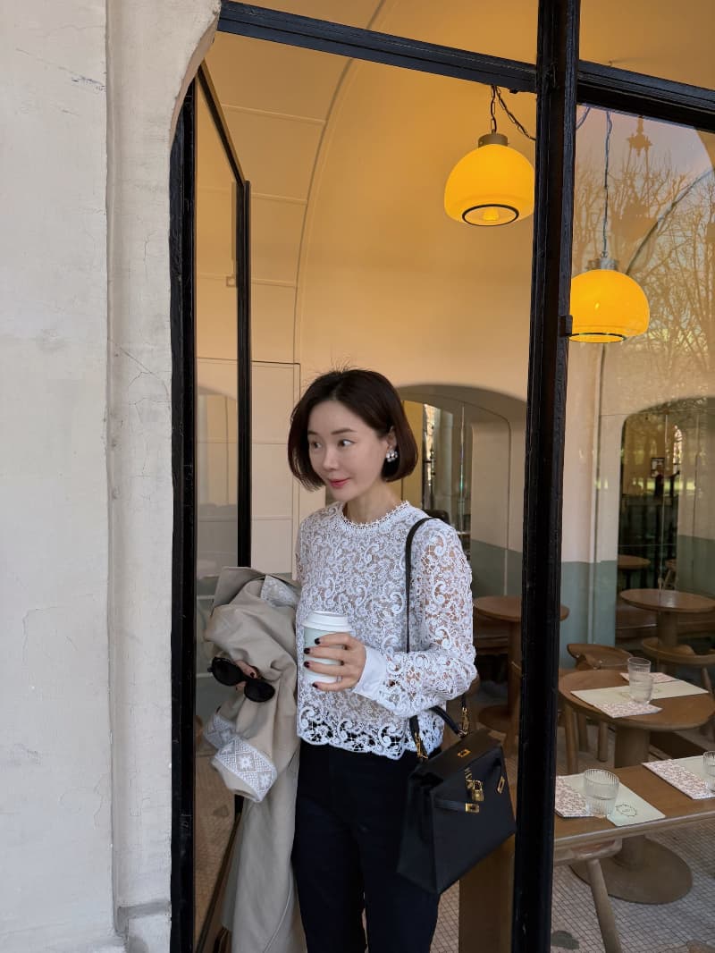 무거운 작업 품격 레이스 셔츠 긴팔 셔츠 한국 스타일 chic 빛 럭셔리 고급 센스 패션 대외 무역 여성 상세 이미지 5