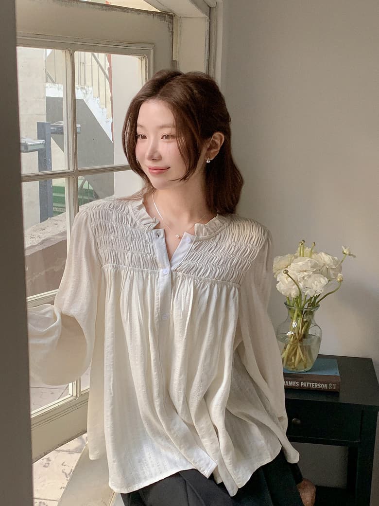 Chic 달콤함 나팔 소매 셔츠 한국 스타일 chic 작은 대중 디자인 센스 맨위 여성 셔츠 이미지 3