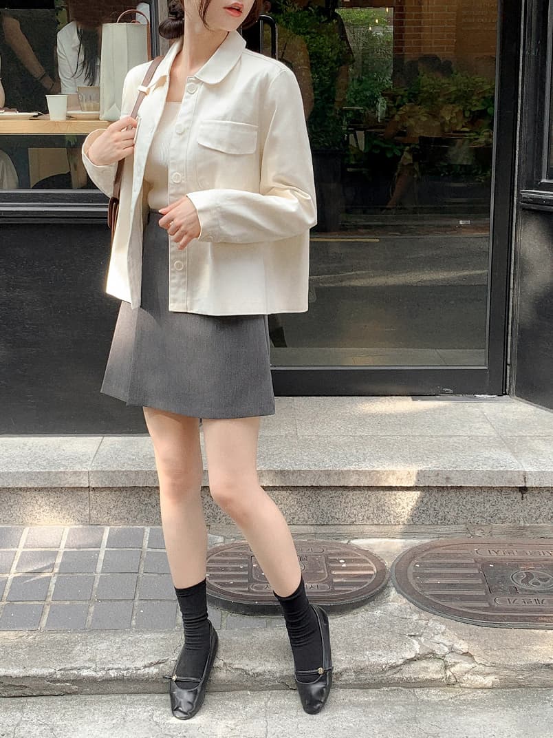 미니멀리즘 캐주얼 단색 워크웨어 짧은 외투 한국 스타일 chic 봄 가을 새로운 폴로 칼라 재킷 맨위 여성 상세 이미지 3