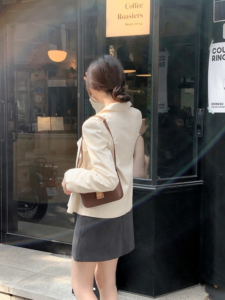 미니멀리즘 캐주얼 단색 워크웨어 짧은 외투 한국 스타일 chic 봄 가을 새로운 폴로 칼라 재킷 맨위 여성 상세 이미지 6