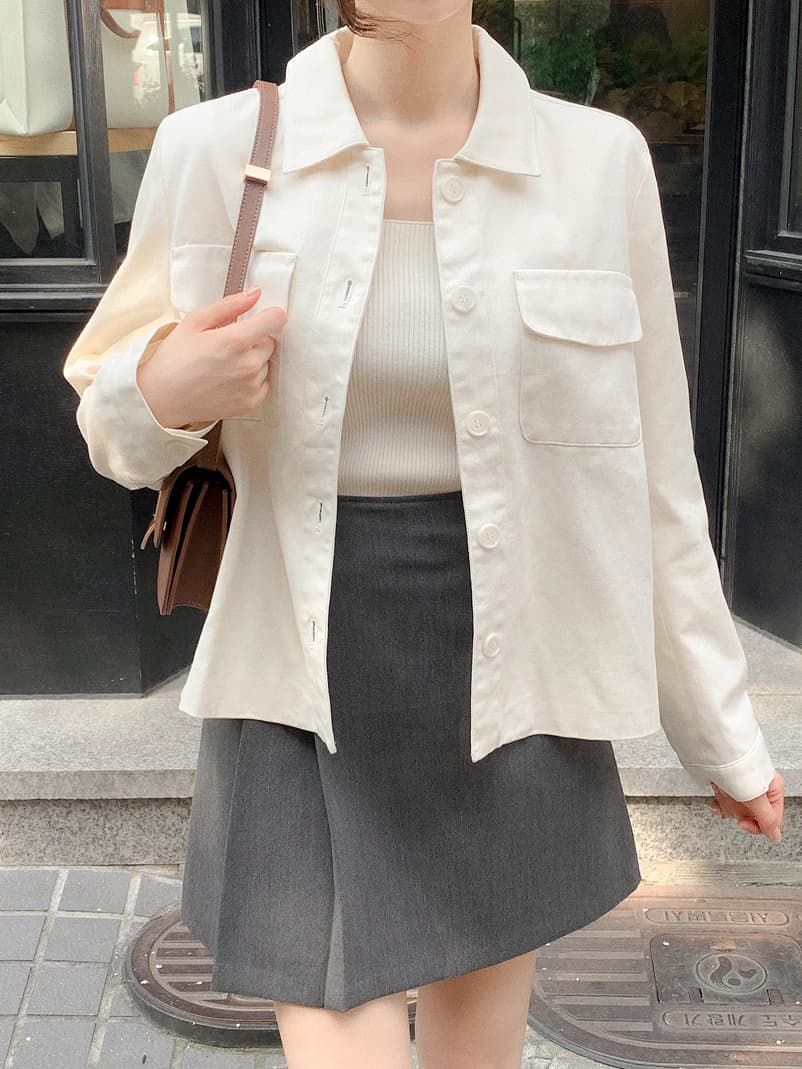 미니멀리즘 캐주얼 단색 워크웨어 짧은 외투 한국 스타일 chic 봄 가을 새로운 폴로 칼라 재킷 맨위 여성 상세 이미지 8