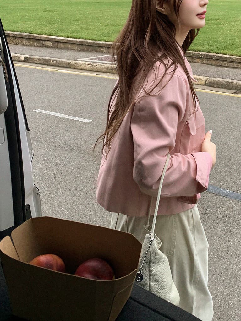 미니멀리즘 캐주얼 단색 워크웨어 짧은 외투 한국 스타일 chic 봄 가을 새로운 폴로 칼라 재킷 맨위 여성 상세 이미지 14